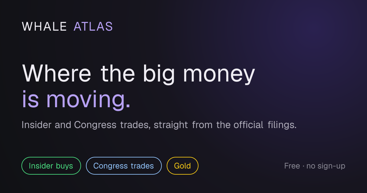 Free Insider Trading & Congress Stock Tracker · Whale Atlas